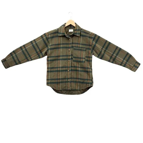 Cozi Scala Woven Shacket Womens Brown Plaid Lined Long Sleeve Jacket Size S - Picture 3 of 12